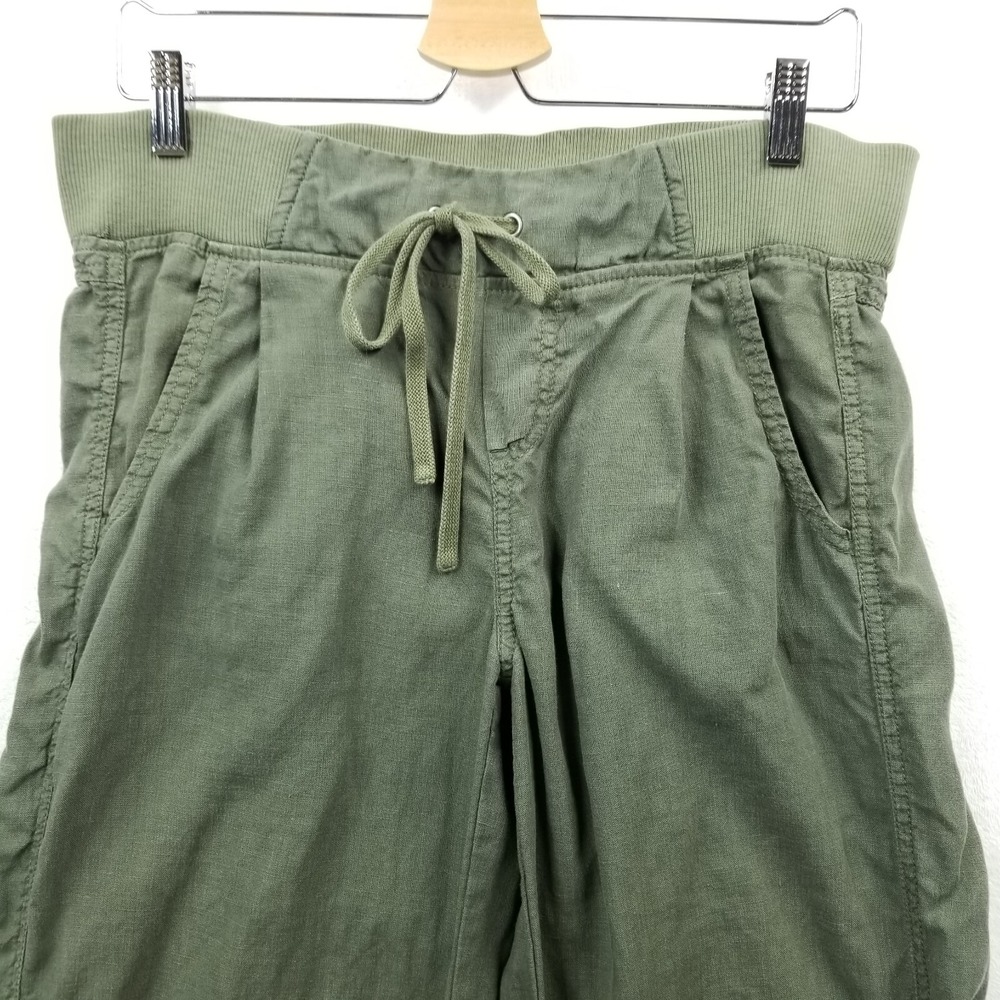 Athleta Joggers‎ 32" Olive Green 100% Linen Wide Leg Drawstring Casual Pants - Picture 9 of 13